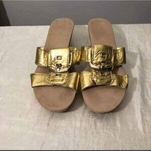 Nine West Sz 9 Gold Platform Sandals